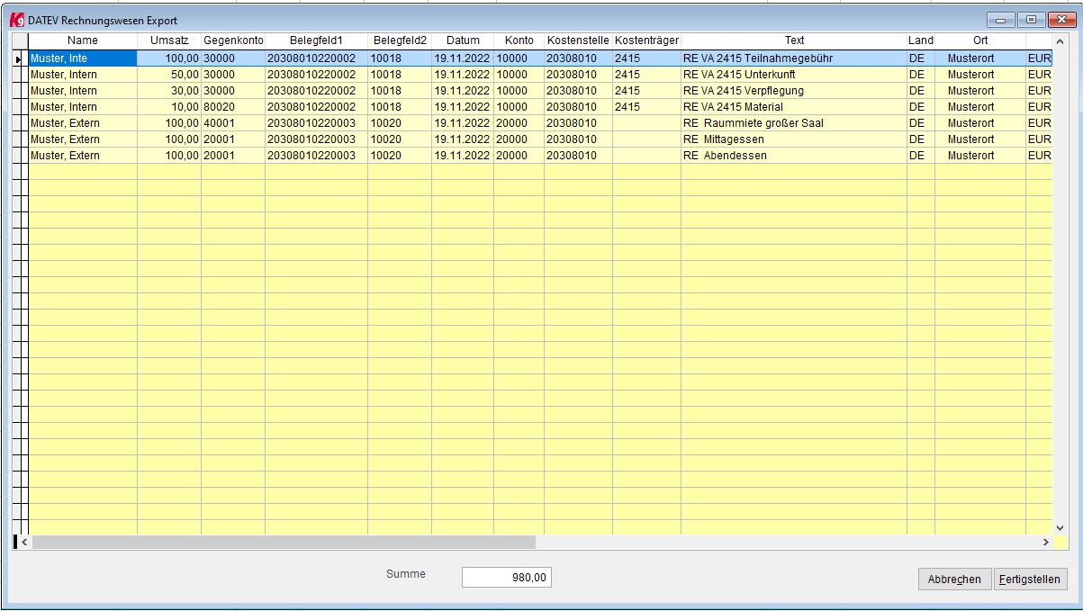 DATEV Export starten