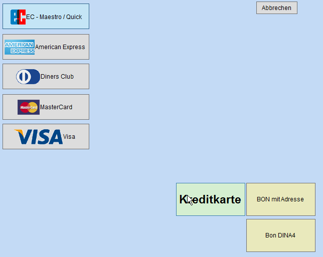 Beleg erstellen Kreditkarte